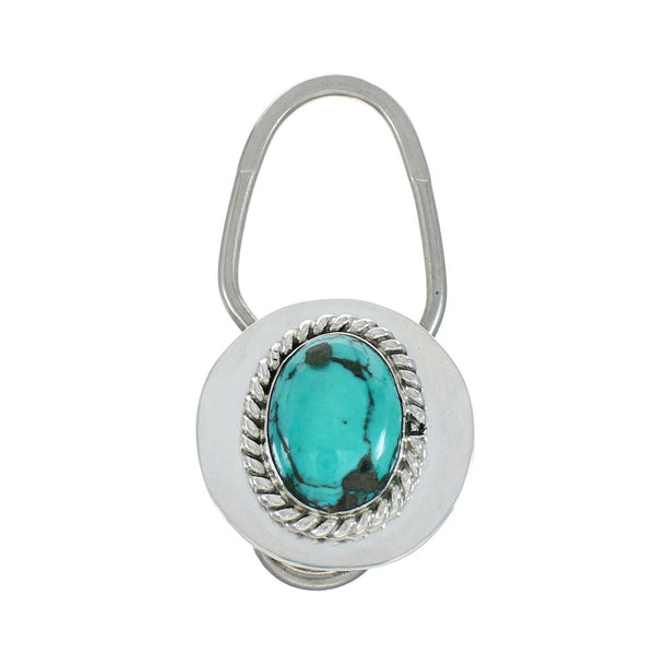 Native American Authentic Sterling Silver Turquoise Key Chain AX129894